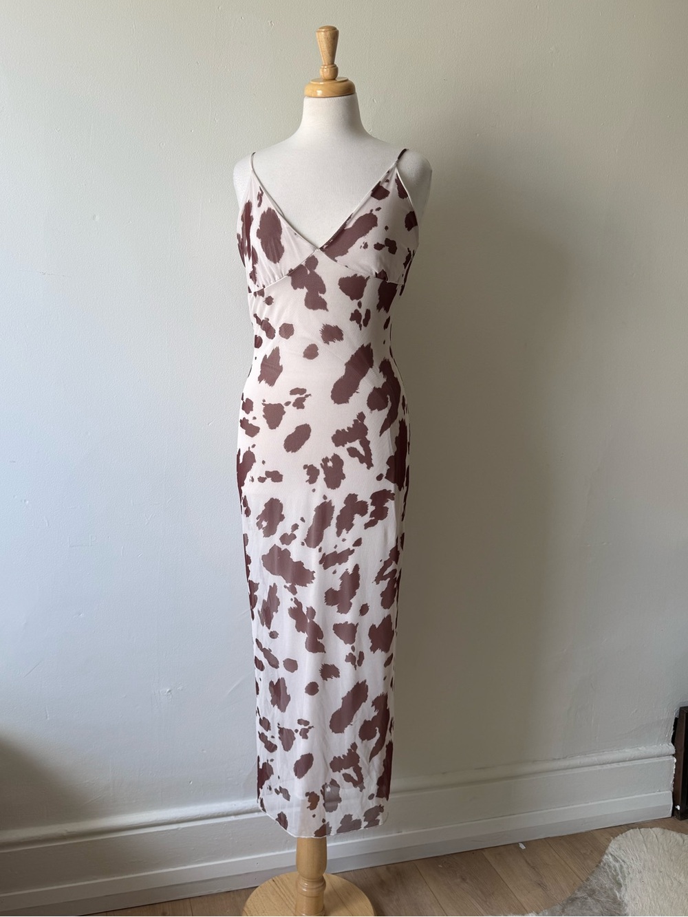 See You Monday Cow Print Mesh Midi Dress XL NWT